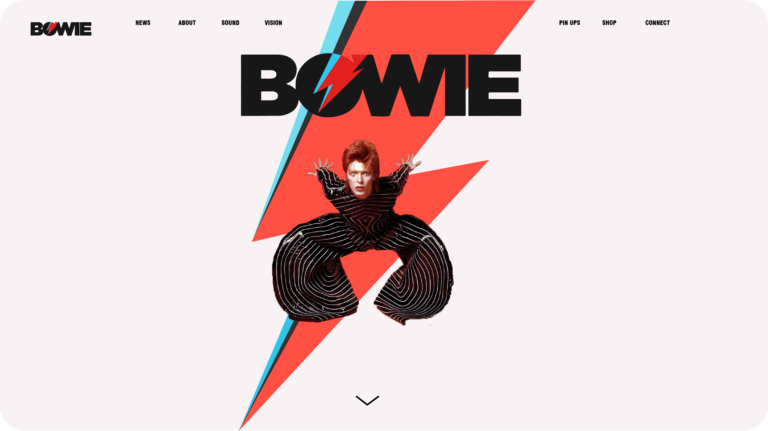 David Bowie's landing page, 2021
